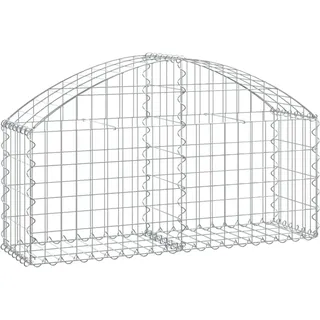 vidaXL Gabione mit Hochbogen 100x30x40/60 cm Verzinktes Eisen - Silber