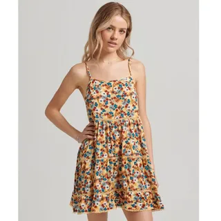 Superdry Vintage Mini Beach Cami ärmelloses Kleid - 70s Yellow Floral - S