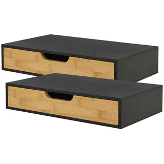 [en.casa] Wandregal 2er Set 40 x 24 x 8 cm Schwarz