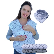 HECKBO Babytragetuch weiss mit blauen Ankern – inkl. Baby-Lätzchen & Tasche - extra groß: 520 x 60 cm - hochwertiges & elastisches Baby Tragetuch Wickeltuch für Neugeborene & Babys bis 15 kg