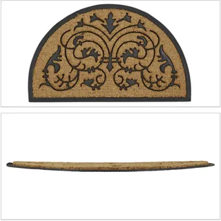 Relaxdays Fußmatte Kokos, halbrund 60x100 cm