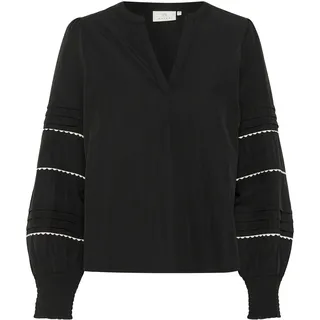 Langarmbluse KAFFE "Damen Bluse langarm KAapril", Damen, Gr. 36, schwarz (schwarz deep), Obermaterial: 52% Baumwolle CO. 48% Polyester PES., Blusen Langarmbluse