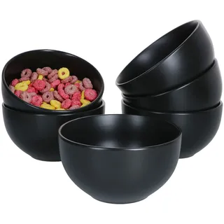 MamboCat Kattegat 6er Set Müslischalen I 500 ml I 6 Personen I Schwarz matt I Ø 14,5 cm I Schälchen, Bowl I Schüssel für Müsli, Salat, Dessert & Co. I Steingut-Geschirr