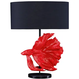 Licht-Erlebnisse Tischleuchte Nachttisch Marmor Stoff Rot Schwarz E27 64 cm