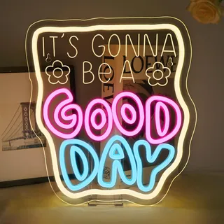 ineonlife It's Gonna Be A Good Day Neon Schild Slogan Led Schild für Bar | It's Gonna Be A Good Day Led Schriftzug 5-Stufige USB Neon Sign, Wanddeko Leuchtschild für Geschenk,Schlafzimmer,Wohnzimmer