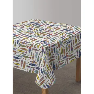 Vilber, Tischdecke aus Stoff, quadratisch, Harz, schmutzabweisend, wasserdicht, Sardinas-Muster, Mehrfarbig