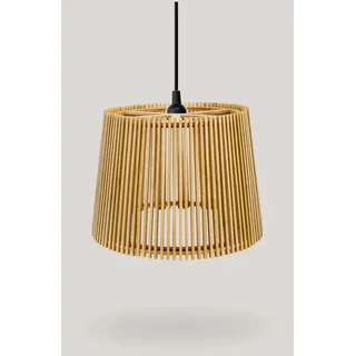 Licht-Erlebnisse Yokka Pendelleuchte Außen Metall Jute Bambus E27 IP44 Ø 39 cm