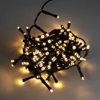 Außen Lichterkette warm weiß mit Timer - 160 LED / 4 m - Weihnachtslichterkette mit 8 Funktionen Batterie betrieben