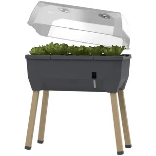 Gusta Garden Hochbeet , Anthrazit , Holz, Kunststoff , Lärche , 40 l , 38x95x79 cm , Gartenzubehör, Hochbeete