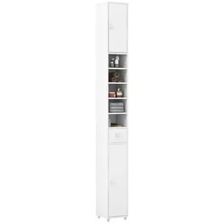 Costway Badschrank 20 x 20 x 180 cm Weiß Holz/Metall/MDF