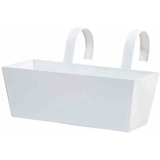 Blumenkasten eckig weiß 39x16,5x14,5cm Stahlblech mit Haltern Übertopf Pflanzen