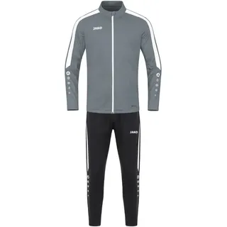 JAKO Trainingsanzug Polyester Power (Jacke und Hose) dunkelgrau/schwarz Herren