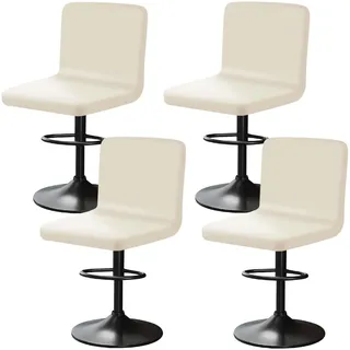 YINGAYOU Stuhlhussen für Barhocker mit Lehne Samt Stretch Barhocker Stuhlhussen Sehr Weich und Elastisch, Einfach Anzubringen Knitterfrei, Waschbar, Staubdicht (4, Beige)