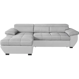 Mivano Schlafsofa Speedway / Moderne Couch in L-Form mit Bett, Bettkasten und verstellbaren Kopfteilen / 267 x 79 x 170 / Zweifarbig: Grau-Hellgrau