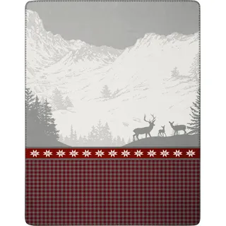 Biederlack Wohndecke Alp View' 150 x 200 cm - grau;rot