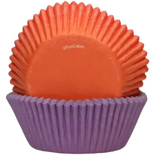 FunCakes Baking Cups Purple/Orange: Backförmchen aus Fettdichtem Papier für Cupcakes und Muffins, Muffinförmchen, Cupcake Förmchen, Perfekt für Geburtstage, Partys - 48 Stück