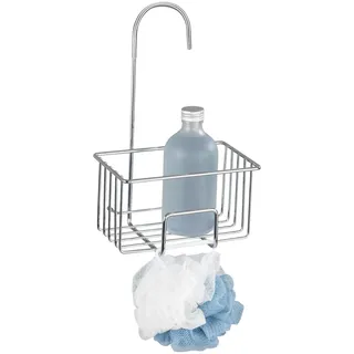 Wenko Dusch-Caddy Mod. Milito hängender Edelstahl Duschkorb rostfrei Badzubehör Chrom Duschablage 18 x 28,5 x 13 cm glänzend transparent