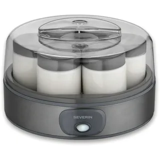 Severin Joghurtbereiter, griechischer Art, inkl. 7 Joghurtgläser á 150ml für 1L selbstgemachten Joghurt, transparenter Deckel, Joghurt-Maschine für zuhause, Kippschalter, 18W, dark inox, JG 3510