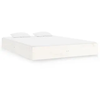 vidaXL Massivholzbett Weiss 120/200 Cm , Weiß , Naturmaterialen , 120x200 cm , Schlafzimmer, Betten