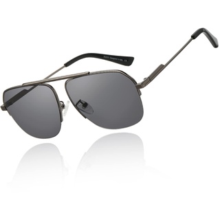 DUCO Retro Sonnenbrille für Herren Damen Halbrandlose Nicht Polarisierte Sonnenbrille für das Fahren DC3035 (Grau)