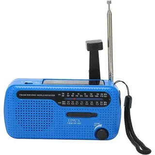 Handkraan Solar Radio met USB Oplader, Zaklamp, Draagbare AM/FM Radio voor Buiten und Camping, blauw, Wasserfest
