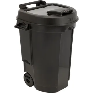 Abfallcontainer 110 L mit Deckel - fahrbar mit Rollen - Stabile und robuste Abfalltonne in schwarz - Schwarz