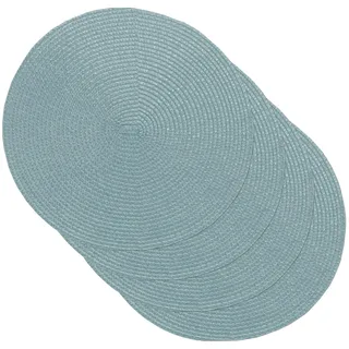 Venilia Tischset Blau Rund, Platzset für Esszimmer, Esstischmatten, Telleruntersetzer, Platzdeckchen, gewebt, lebensmittelecht, 38 cm, 4 Stück, 59125