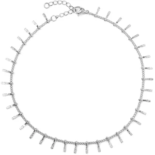 styleBREAKER Damen Fußkettchen mit fein verzierten Anhängern, Gliederkette, Karabinerverschluss, Kette, Schmuck 05080011, Farbe:Silber