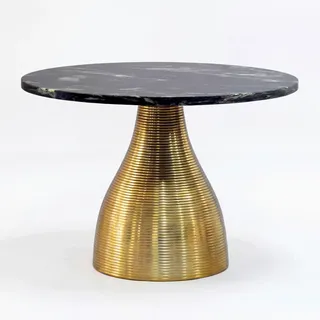 Wohnling Couchtisch Marmor Schwarz Rund 60 x 40 cm