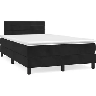 vidaXL Boxspringbett mit Matratze Schwarz 120x200 cm Samt - Schwarz