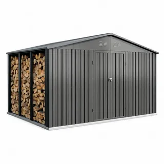 Albatros Gerätehaus 4Xl , Anthrazit , Metall , 386.6x204x325.5 cm , Gartenzubehör, Geräteschuppen