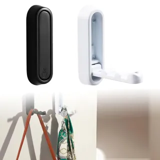 2 Stück Kleiderhaken Klappbar, Faltbarer Wandhaken, Aluminiumlegierung Garderobenhaken Klappbar, Verstecktes Design Kleiderhaken, 90 ° Faltbare, für Bad, Küche und Flur (Tuba)