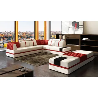 L Form xxl Designer Wohnlandschaft Polster Ecksofa Eck Garnitur Sofa Couch Ecke - Weiß