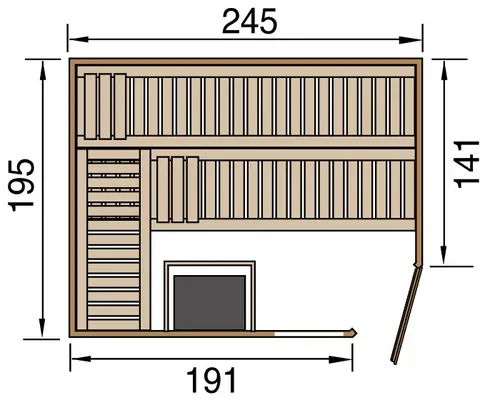 Bild von Massivholzsauna »Turku«, (Set), 7,5 kW Bio-Ofen mit digitaler Steuerung, beige