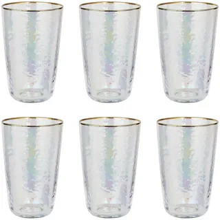 Butlers Longdrinkglas (6er-Set) Smeralda mit Goldrand 530ml , Transparent , Glas , Gläser, Longdrinkgläser