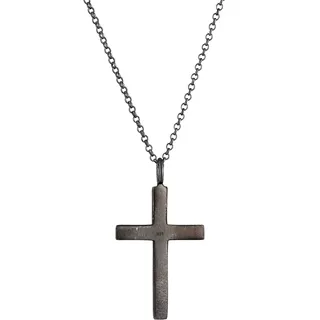 KUZZOI Halskette Herren mit Kreuz Oxidiert Silber 925 Schwarz