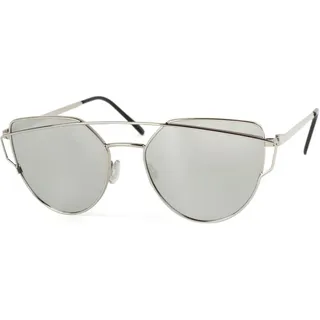 styleBREAKER Sonnenbrille mit Katzenaugen Cat Eye Gläsern und Doppelrahmen Bügel, Federscharnier, Damen 09020069 - Weiß