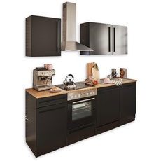 Bild von Küchenzeile JAZZ Breite 220 cm wahlweise mit E-Geräten, Schwarz