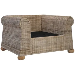 vidaXL Sessel mit Kissen Natur Rattan