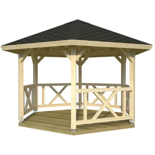 Palmako Holz-Pavillon Betty Natur unbehandelt 384 cm x 337 cm ohne Fußboden