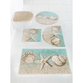 Badematte GRUND Gr. 8, blau (sand, türkis), halbrund (50cm x 80cm ), 1 Stk., Badematten, Badematte