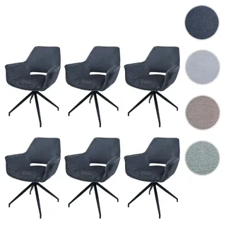 6er-Set Esszimmerstuhl HWC-M53, Küchenstuhl Stuhl mit Armlehne, drehbar Auto-Position, Metall Stoff