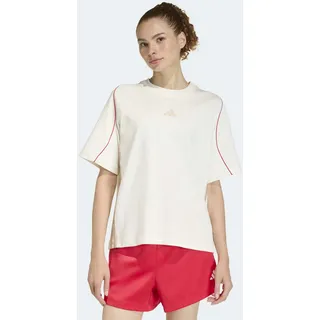 T-Shirt ADIDAS SPORTSWEAR "W STADIUM TEE", Damen, Gr. S, sanftes weiß, pure ruby, crystal linen, Obermaterial: 100% Baumwolle, normal, Rundhals, Shirts T-Shirt