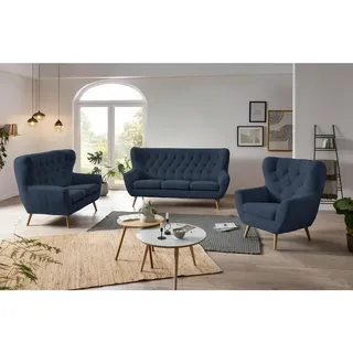 Stylife Ohrensessel , Dunkelblau , Holz , Buche,Birke, Buche , vollmassiv,teilmassiv , Uni , 88x104x92 cm , Fußauswahl, Stoffauswahl, erweiterbar (Typenauswahl), in verschiedenen Holzarten erhältlich , Wohnzimmer, Sessel, Ohrensessel