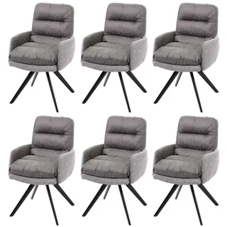 Mendler Esszimmerstuhl HWC-G66 Stoff hellgrau-grau 6er Set
