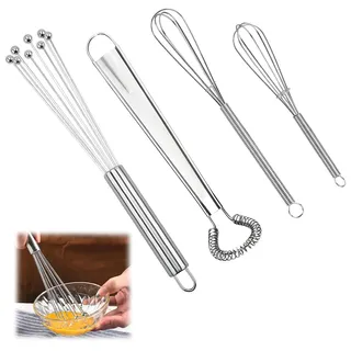 4 Stück Mini Schneebesen Schneebesen Set Rührbesen Whisk Edelstahl Leicht Zu Reinigen Multifunktionale Küchenutensilien