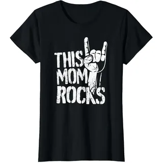 This Mom Rocks Rock n Roll Heavy Metal für Mutter T-Shirt, Damen, Schwarz, L