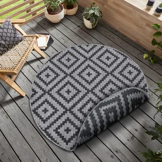 my home Teppich »Ronda Wendeteppich« rund 5 mm Höhe Sisal-Optik, Flachgewebe, In- und Outdoor, geometrisches Boho Design, schwarz