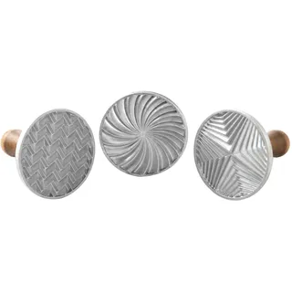 "NordicWare Keks-Stempel mit Holzgriff ""Geo"", Aluminium, Silber, 25,7 x 8,6 x 8 cm, 1 Einheiten", 01245