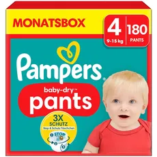 Bild von Windeln Pants Größe 4 (9-15kg) Baby-Dry Maxi mit Stop- und Schutz Täschchen, 180